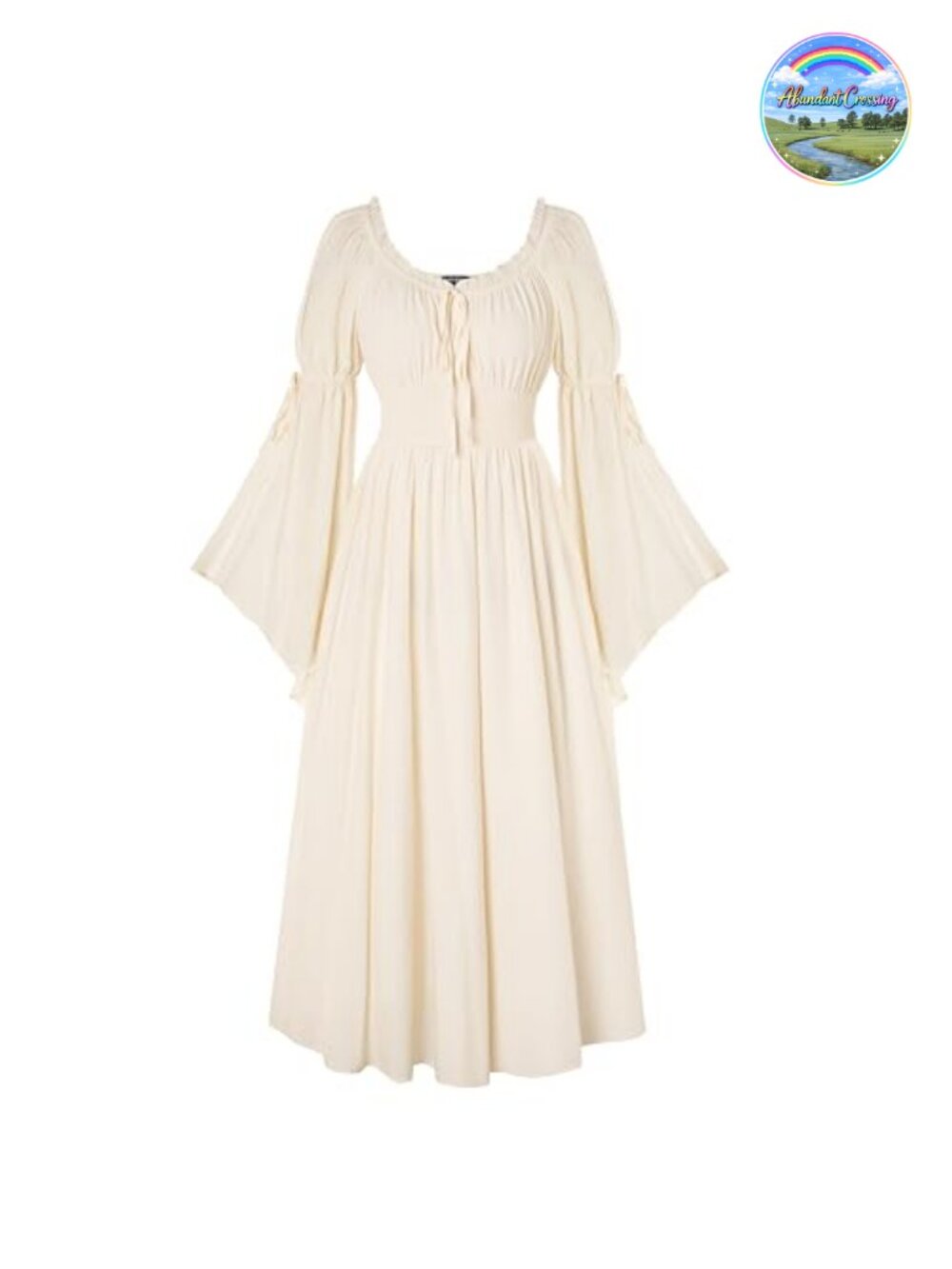 Renaissance Medieval Peasant Maxi Dress Long Slit Sleeves Costume